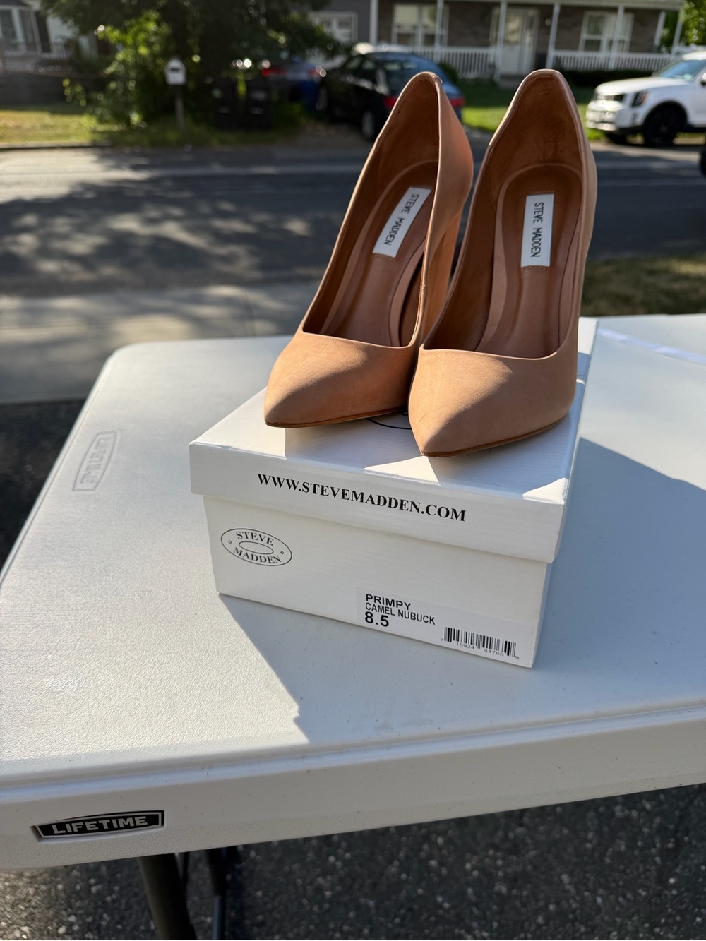 Steve Madden Primpy Camel Nubuck Pointed Toe Pumps